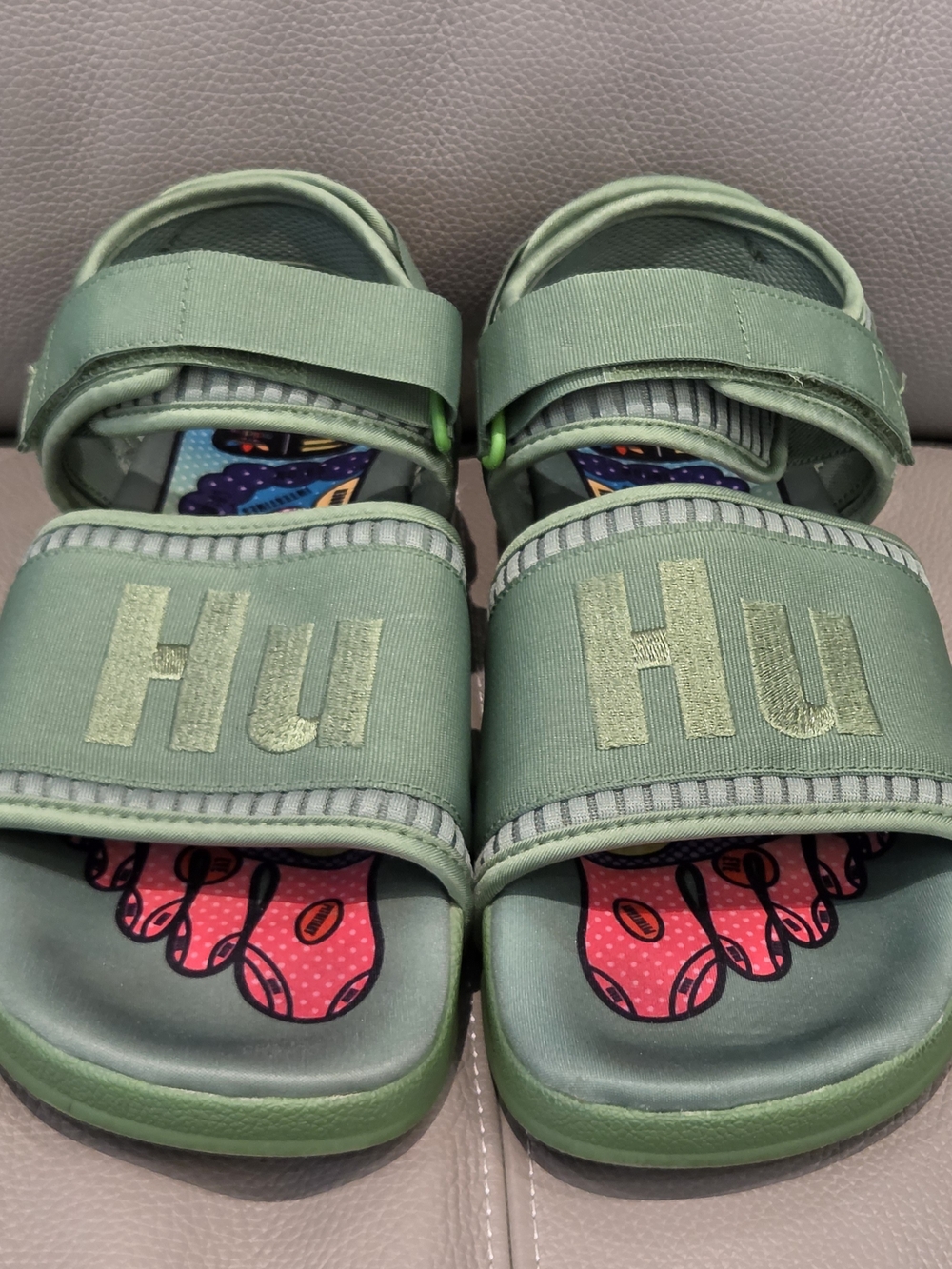 Adidas x Pharrell Williams Men’s Size 9 Hu Adilette 2 Ankle Sandal Green FU7611